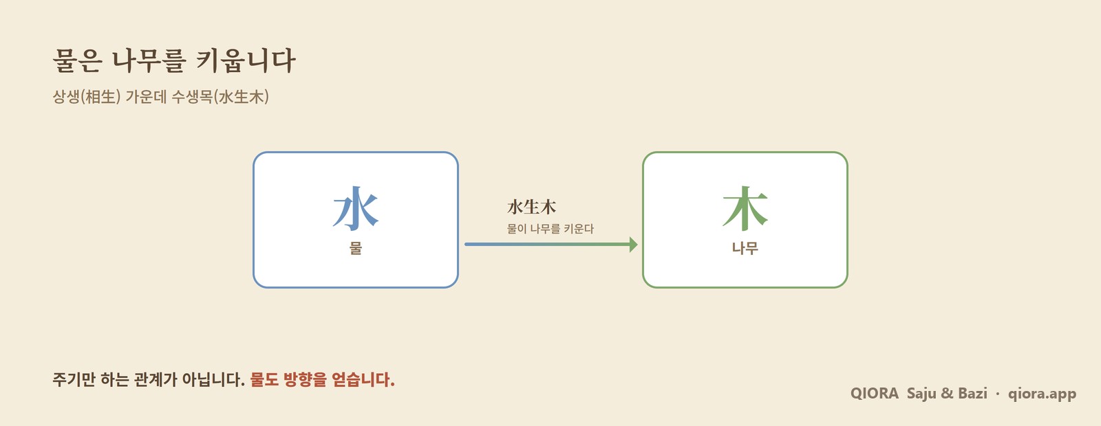 물이 나무를 키우는 수생목 관계 도식