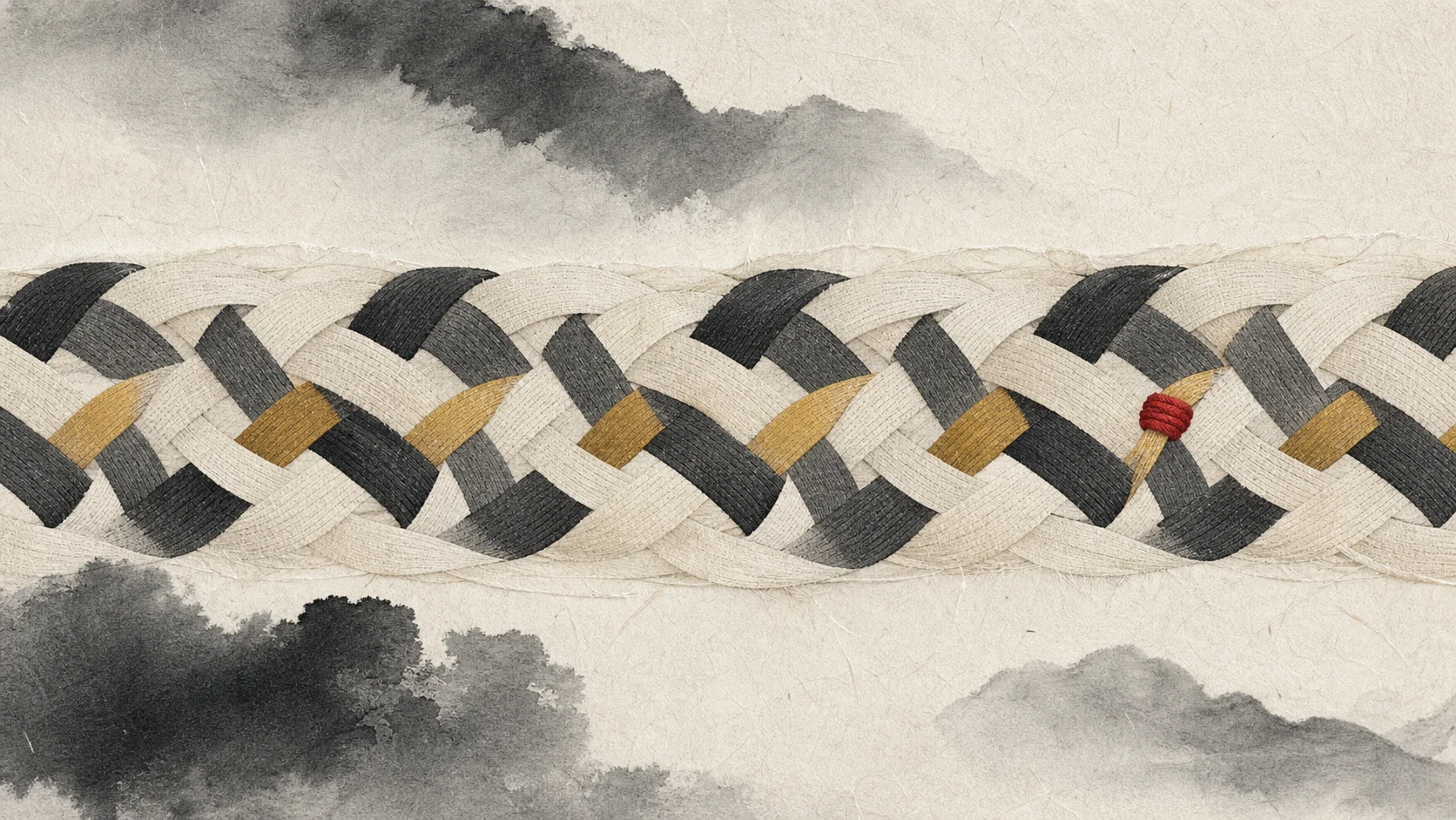 A repeating ramie-cloth weave suggesting the sixty-cycle rhythm